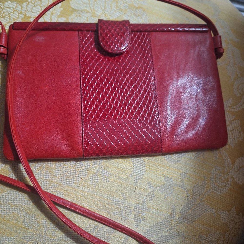 Genuine red leather purse